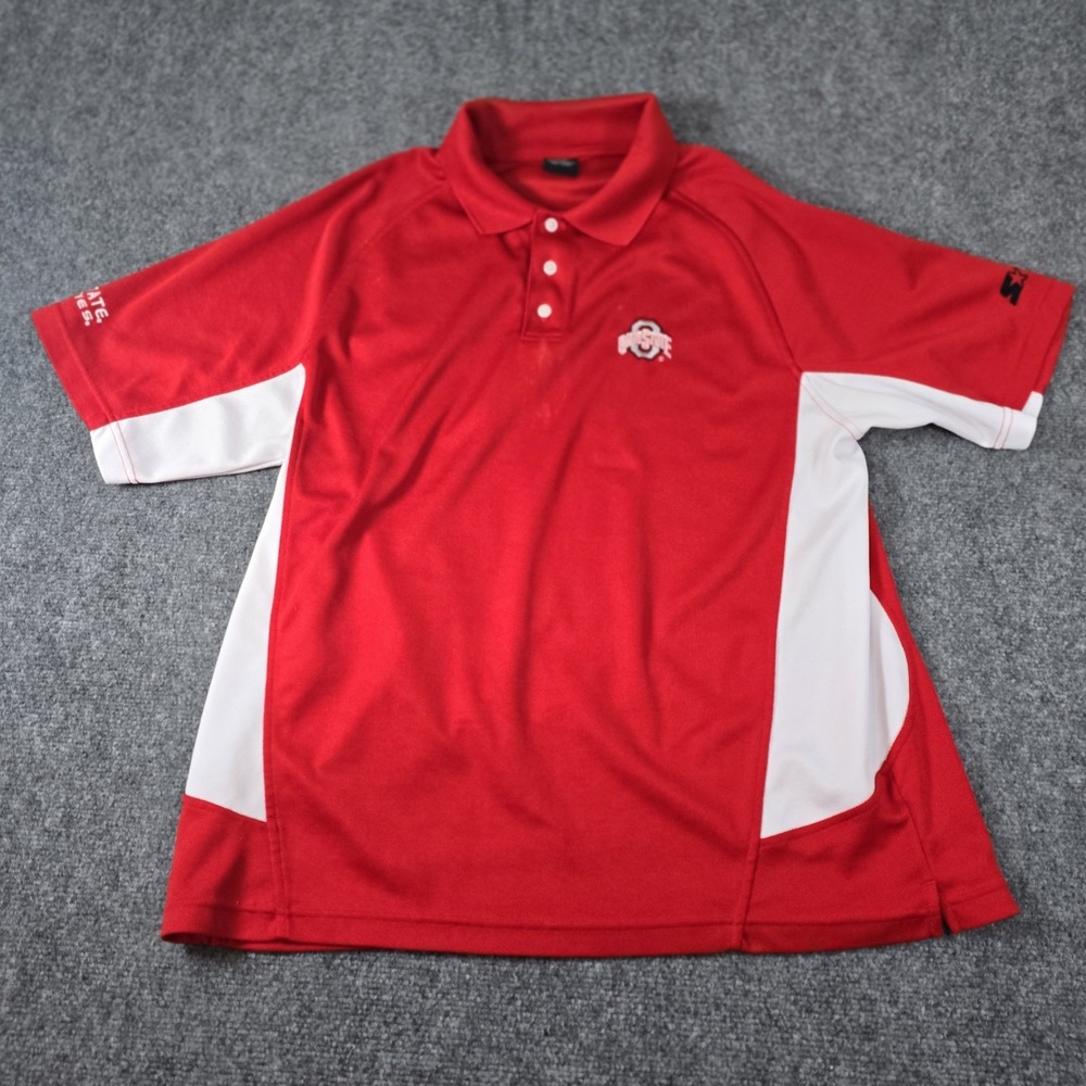 STARTER‎ Ohio State Buckeyes Embroidered Polo Shirt Red NCAA Men's Size Large L
